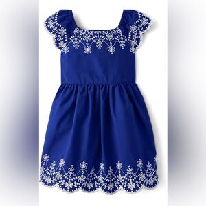 Gymboree Girls Short Sleeve Fit and Flare Dress - Royal Blue/White